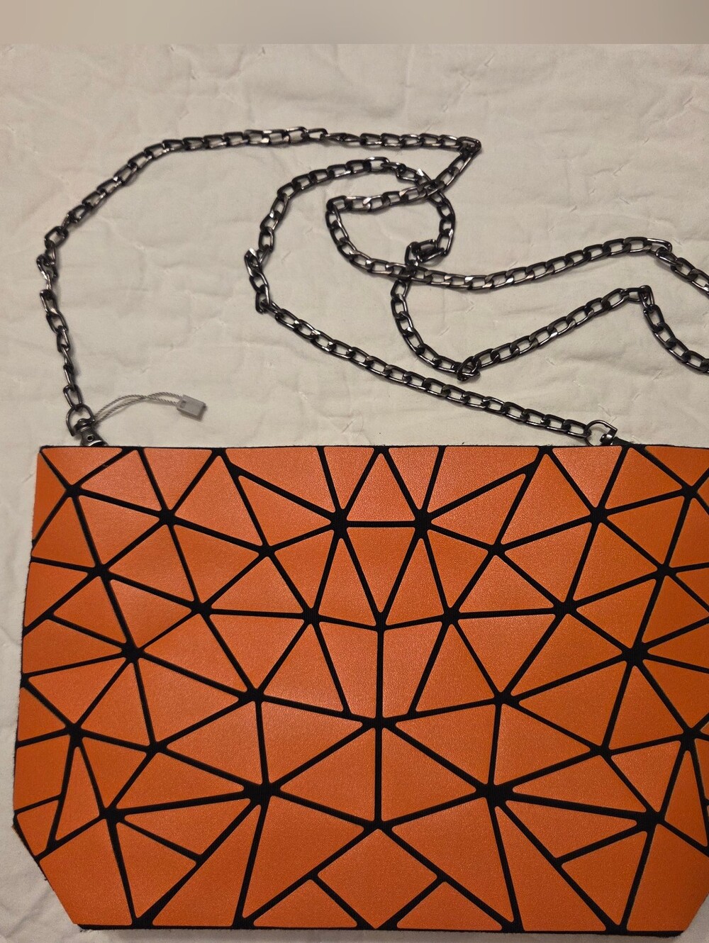 🍊 Patrizia Luca Orange Geometric Convertible Crossbody / Clutch NWOT